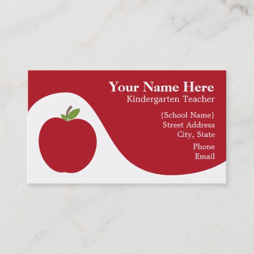 Customizable Teacher Business Card - Red Apple