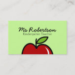 Teacher business card template with red apple