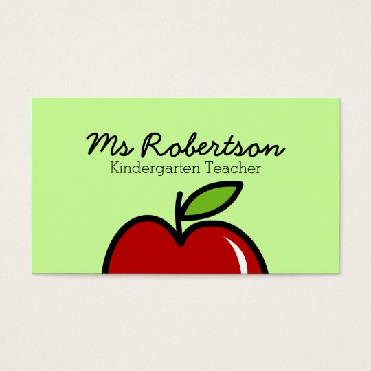 Teacher business card template with red apple | Zazzle.com