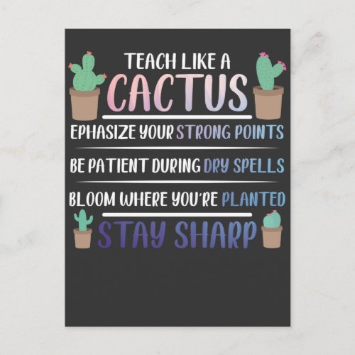 Teacher Cactus PreK Education Teaching Graduation Postcard