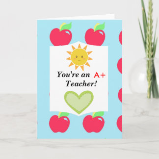Teacher card with apple