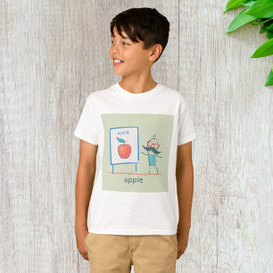 Teacher Cartoon Apple Fun Learning Alphabet Art T-Shirt