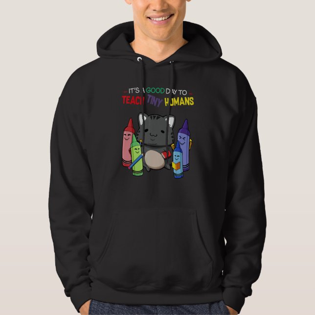 Teacher Cat   Job School Kindergarten Kitty Meowin Hoodie (Front)