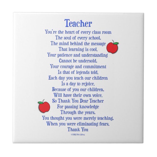Teacher Ceramic Tile (Front)