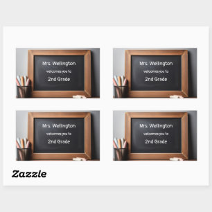 Teacher Chalkboard Blackboard Custom Welcome Rectangular Sticker