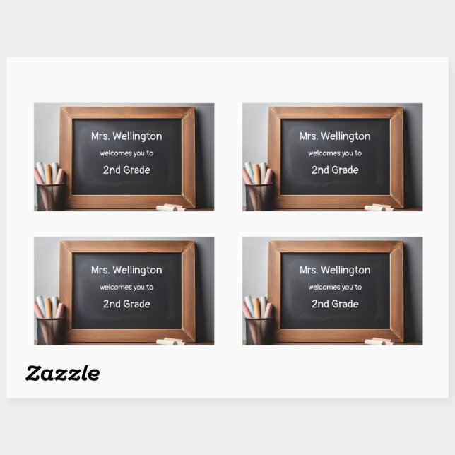 Teacher Chalkboard Blackboard Custom Welcome Rectangular Sticker (Sheet)
