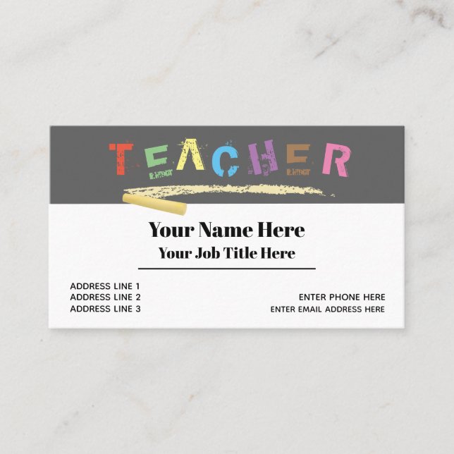 Teacher "Chalkboard" Business Cards (Front)
