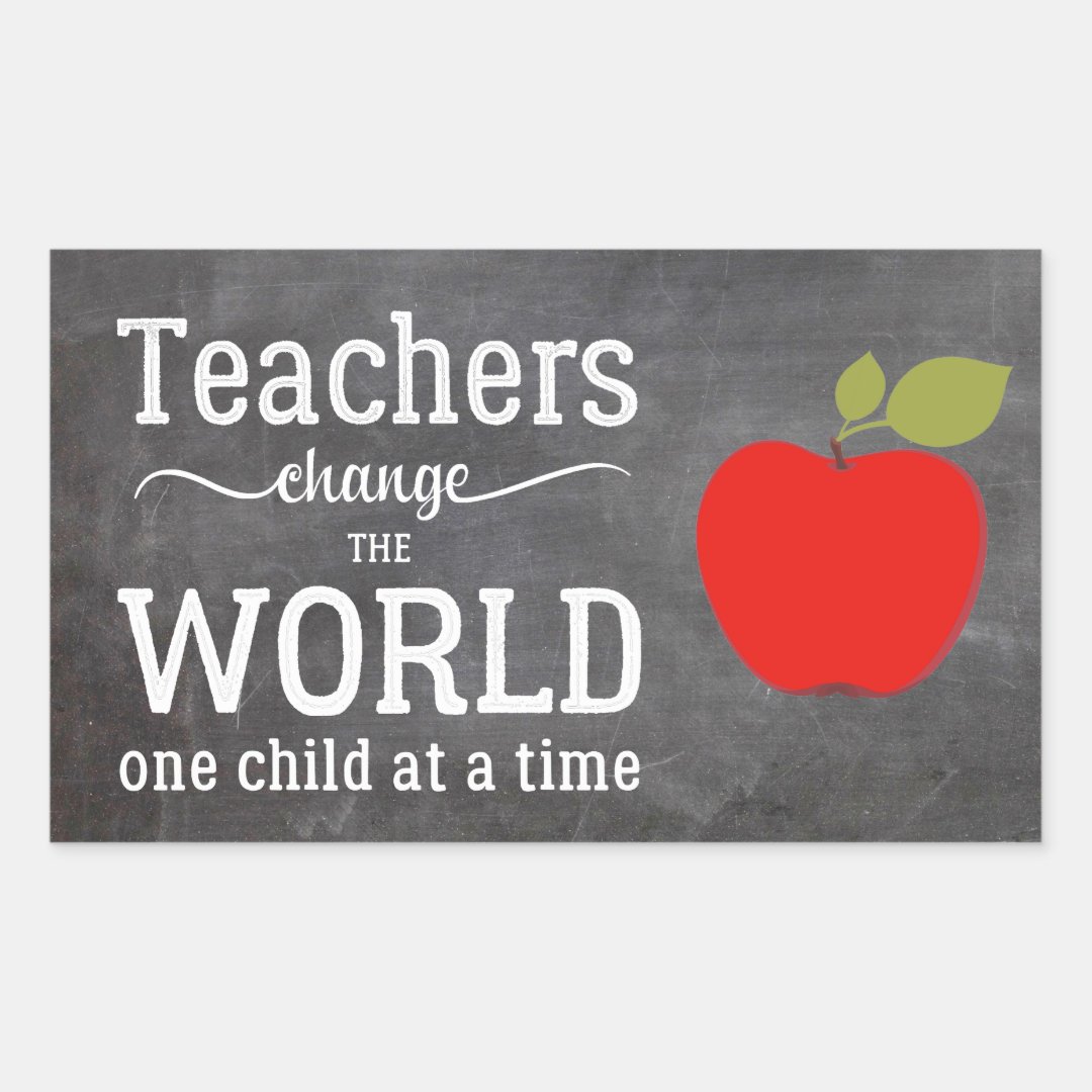 Teacher Chalkboard Red Apple Typography Quote Rectangular Sticker 