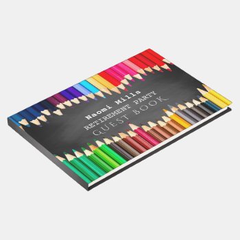 Teacher Chalkboard Retirement Party Colored Pencil Guest Book by angela65 at Zazzle