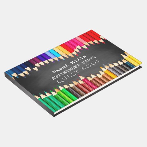 Teacher Chalkboard Retirement Party Colored Pencil Guest Book