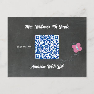 Teacher Chalkboard Wish List QR Code Custom Postcard