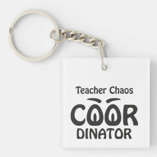 Teacher Chaos Coordinator - Funny Groovy Educator Keychain