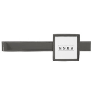 TeAcHEr Chemistry Periodic Table Element Symbols Gunmetal Finish Tie Clip