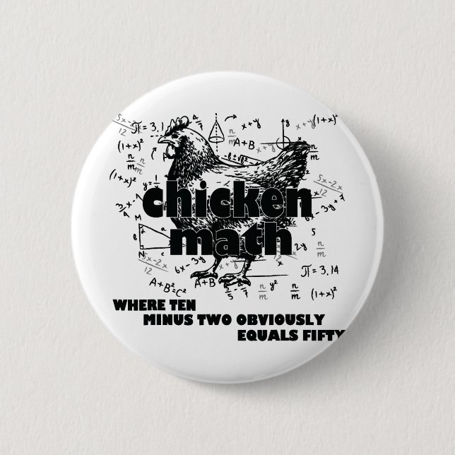 Teacher Chicken Math Mathemachicken Funny Chicken  Button (Front)