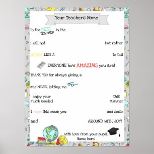 Teacher Chocolate Board, Candy Poster Message gift