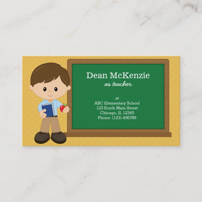 Teacher * choose background color business card (Front)