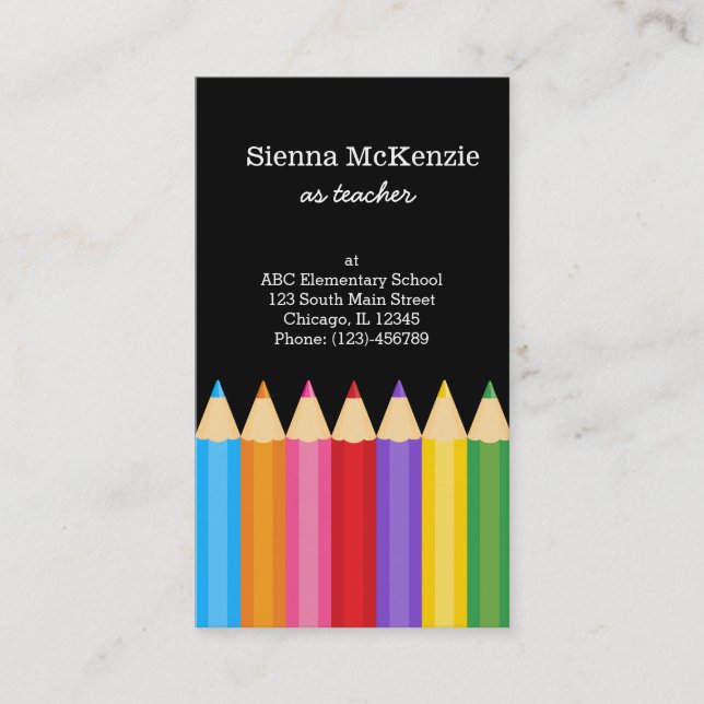 Teacher * choose background color business card (Front)