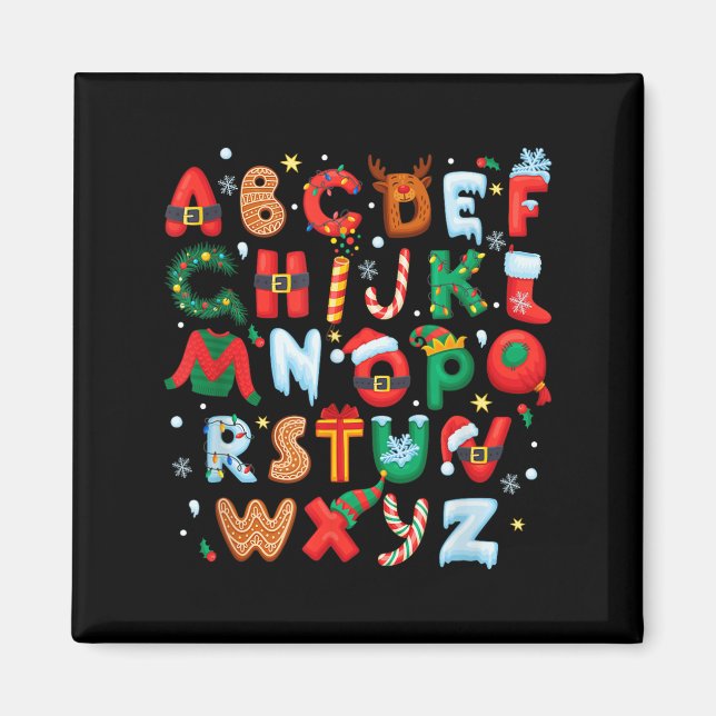 Teacher Christmas Alphabet Back To School Holiday  Magnet (Front)
