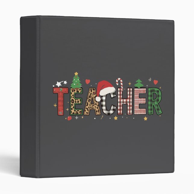 Teacher Christmas Alphabet Teachers Gift Student  3 Ring Binder (Front/Spine)