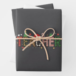 Teacher Christmas Alphabet Teachers Gift Student  Wrapping Paper Sheets
