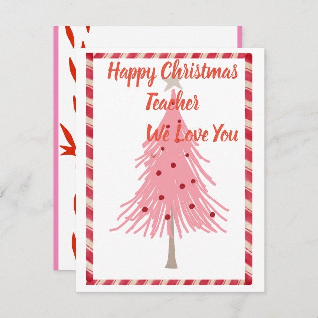Teacher Christmas card , with love  (Front/Back)