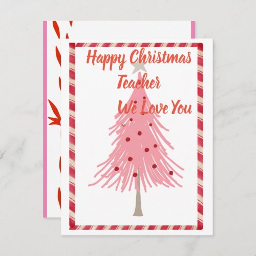 Teacher Christmas card  with love 