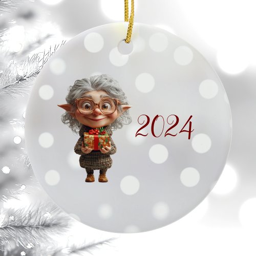 Teacher Christmas Elf Ceramic Ornament