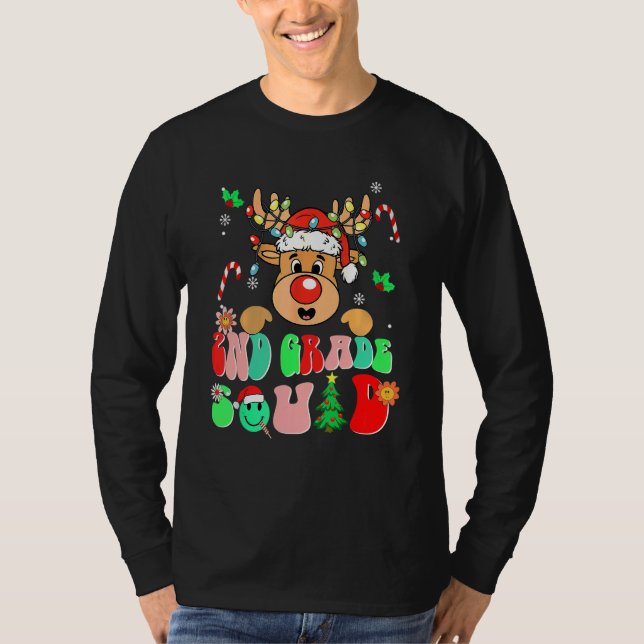 Teacher Christmas Funny 2nd Grade Squad Reindeer G T-Shirt (Front)