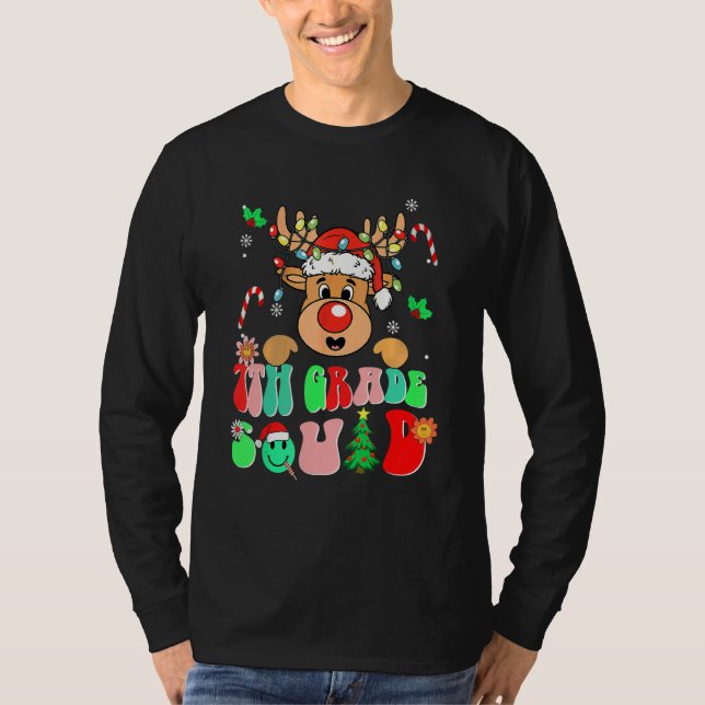 Teacher Christmas Funny 7th Grade Squad Reindeer G T-Shirt (Front)
