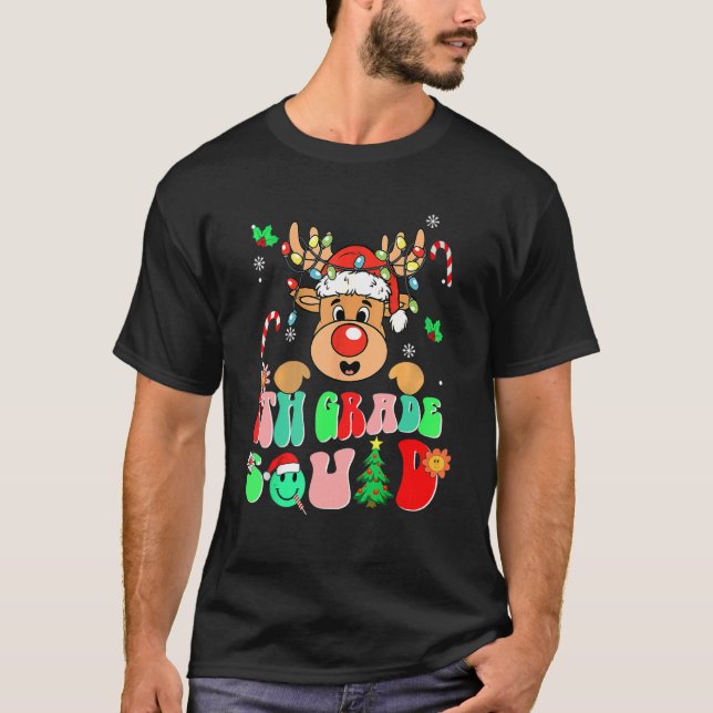 Teacher Christmas Funny 7th Grade Squad Reindeer G T-Shirt (Front)