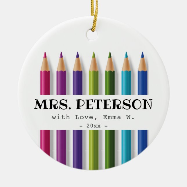 Teacher Christmas Gift Personalized Ceramic Ornament (Front)