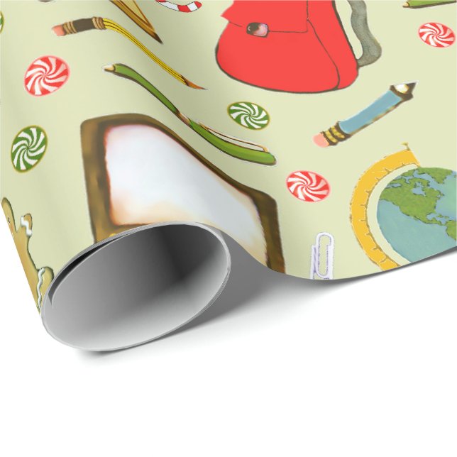 Teacher Christmas Holiday Gift Wrapping Paper (Roll Corner)