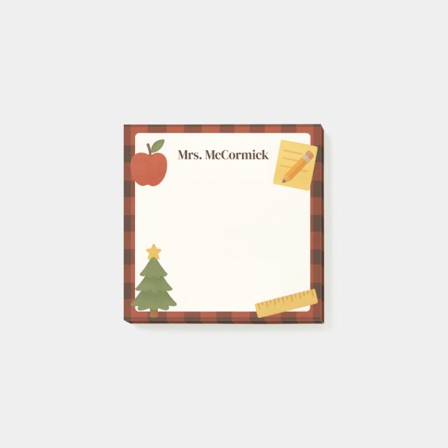 Teacher Christmas Holiday Sticky Post-It Notes (Front)