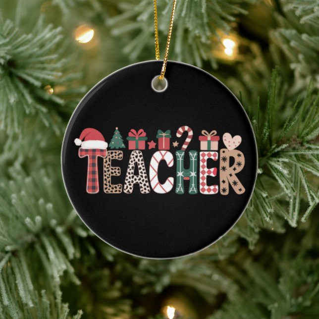 Teacher Christmas Life Teach Love Inspirational  Ceramic Ornament (Tree)