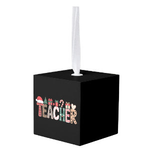 Teacher Christmas Life Teach Love Inspirational  Cube Ornament