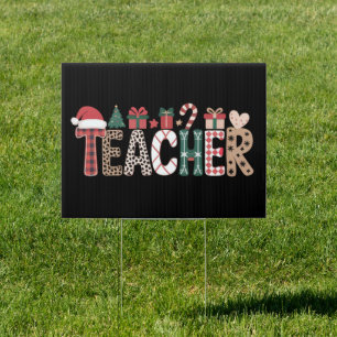 Teacher Christmas Life Teach Love Inspirational  Sign