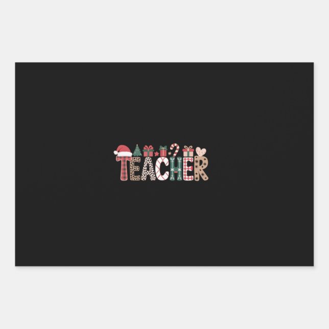 Teacher Christmas Life Teach Love Inspirational  Wrapping Paper Sheets (Front)