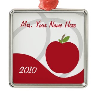 Teacher Christmas Ornament - Red Apple ornament