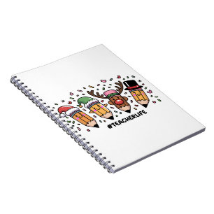 Teacher Christmas Pencils Teacher Life Merry Xmas  Notebook