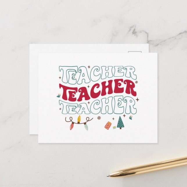 Teacher Christmas Postcard (Front/Back In Situ)