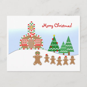 Teacher Christmas Postcard - Gingerbread Scene