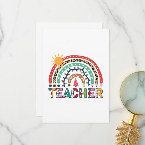 Teacher Christmas Rainbow Light Christmas Thank You Card