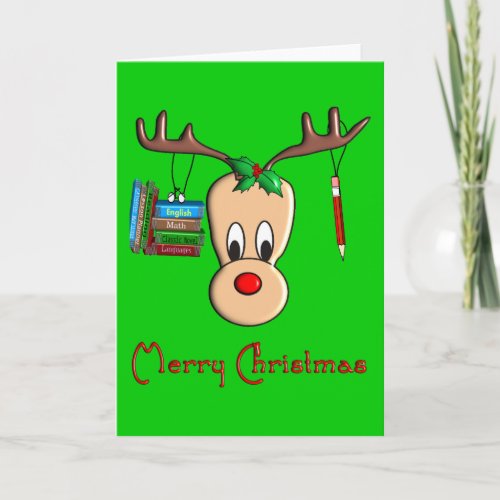 Teacher Christmas Reindeer__Adorable Gifts Holiday Card