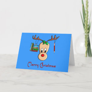 Teacher Christmas Reindeer--Adorable Gifts Holiday Card