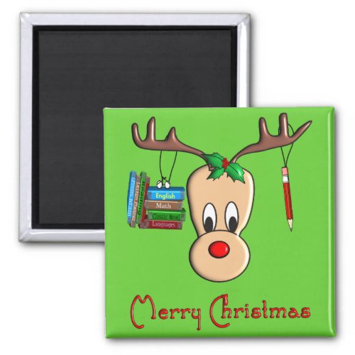 Teacher Christmas Reindeer__Adorable Gifts Magnet