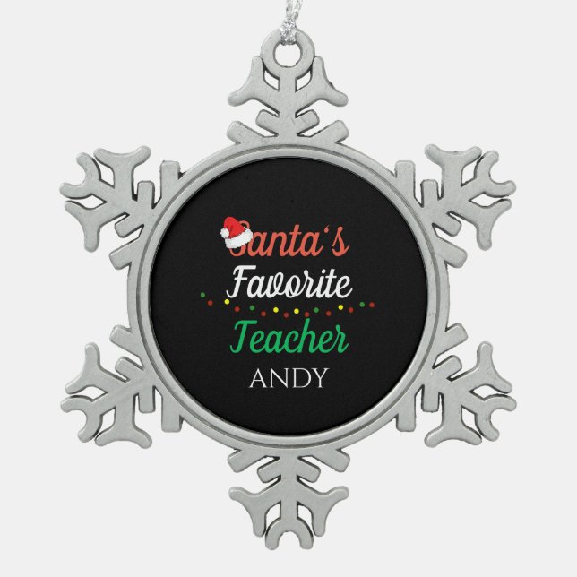 Teacher Christmas Thank You Xmas Appreciation Gift Snowflake Pewter Christmas Ornament (Front)
