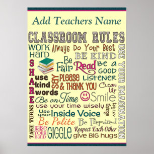 Teacher Class Room Rule Add Name Poster
