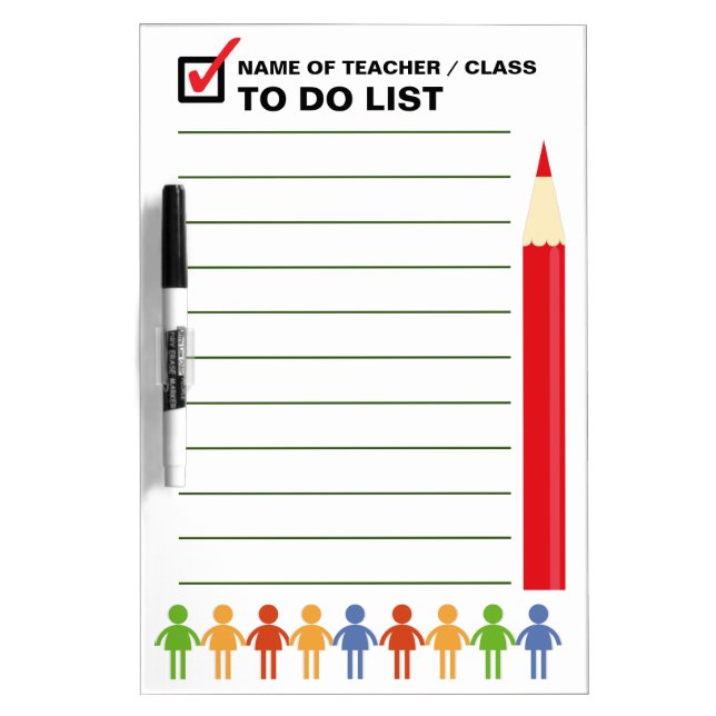Teacher / Class "To Do List" Dry Erase Board (Front)