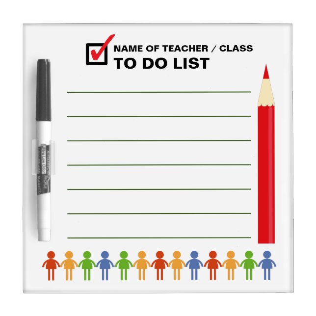 Teacher / Class "To Do List" Small Dry Erase Board (Front)