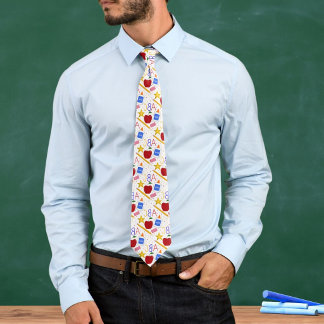 Teacher Classroom Apple Pencil Glue ABC Eraser Neck Tie